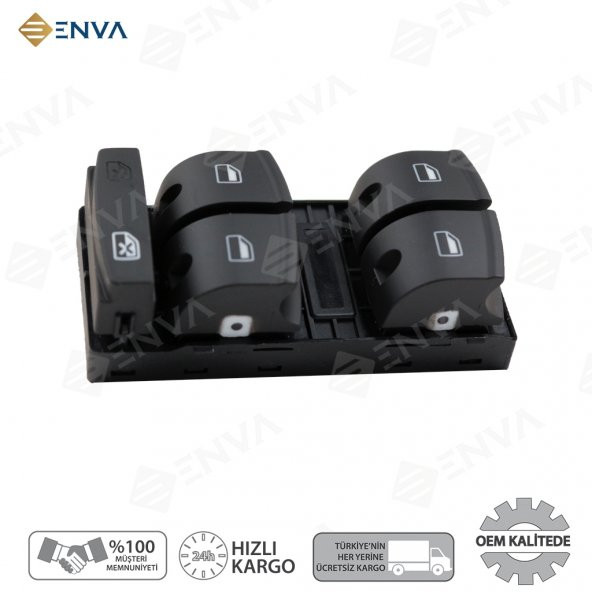 Enva AUDİ A3 SOL ÖN DÖRTLÜ CAM AÇMA DÜĞMESİ ANAHTARI 2004-2011