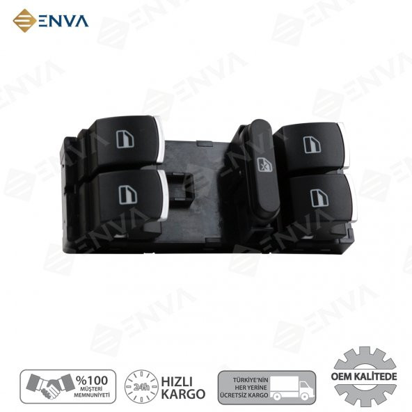 Enva SEAT LEON ÖN DÖRTLÜ CAM AÇMA ANAHTARI DÜĞMESİ 2006-2012 (KROMLU) ürün görseli