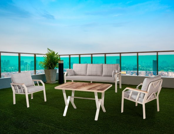 Tu Tienda Tu Tienda 3+1+1+Masa Bahçe Balkon Mobilyası,Sütlü Kahve