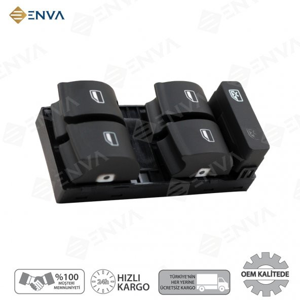 Enva AUDİ A4 SOL ÖN DÖRTLÜ CAM AÇMA DÜĞMESİ ANAHTARI 2004-2008 ürün görseli
