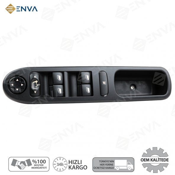 Enva PEUGEOT 207 SOL ÖN DÖRTLÜ CAM AÇMA DÜĞMESİ ANAHTARI 2007-2016 - Resim 2