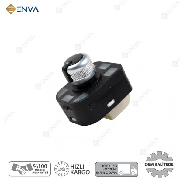 Enva AUDİ A6 KATLANIR DİKİZ AYNA AYAR DÜĞMESİ ANAHTARI KROM 2008-2011 - 2