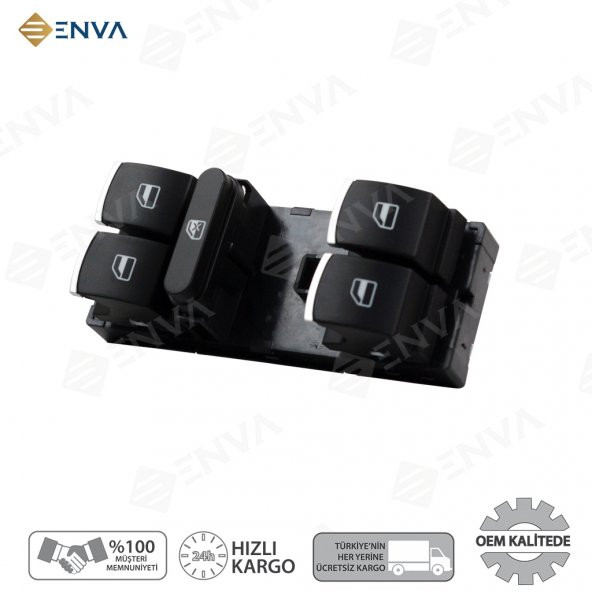 Enva VOLKSWAGEN JETTA DÖRTLÜ CAM AÇMA DÜĞMESİ ANAHTARI 2006-2014 (KROM - Resim 2