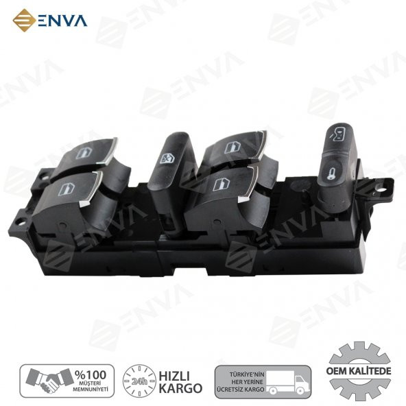 Enva VOLKSWAGEN GOLF / BORA / PASSAT CAM AÇMA DÜĞMESİ ANAHTARI KROM - Resim 2