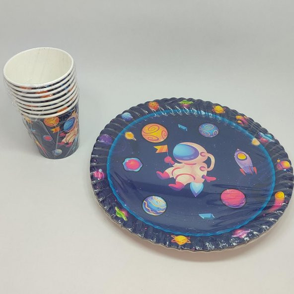 Uzay Temalı Karton Tabak Bardak Seti - 8 Kişilik - 2