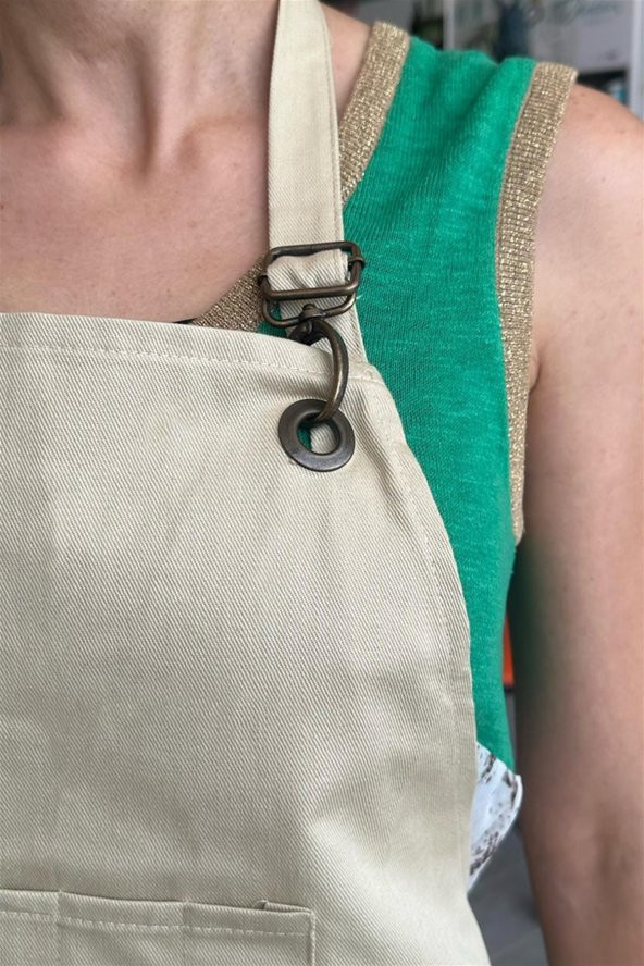 Barren Atölye Önlüğü - Bej - Resim 5