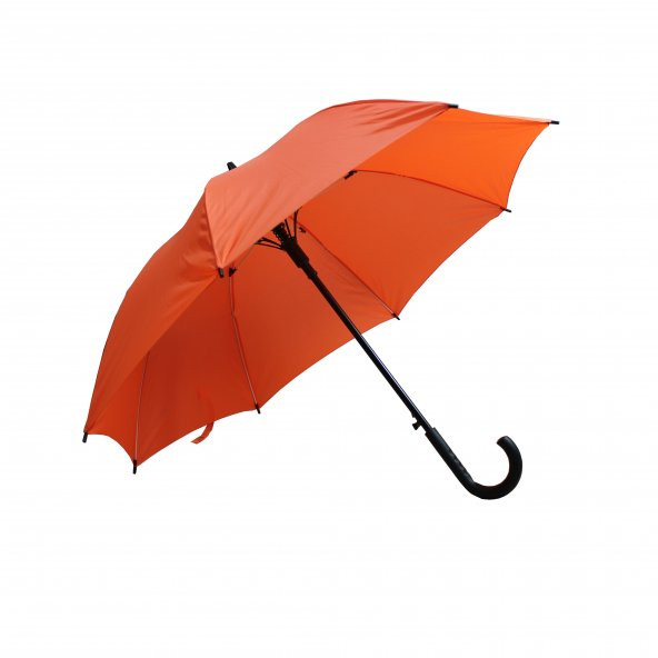 8 Telli Otomatik Fiberglass Baston Turuncu Renkli Yağmur Şemsiyesi