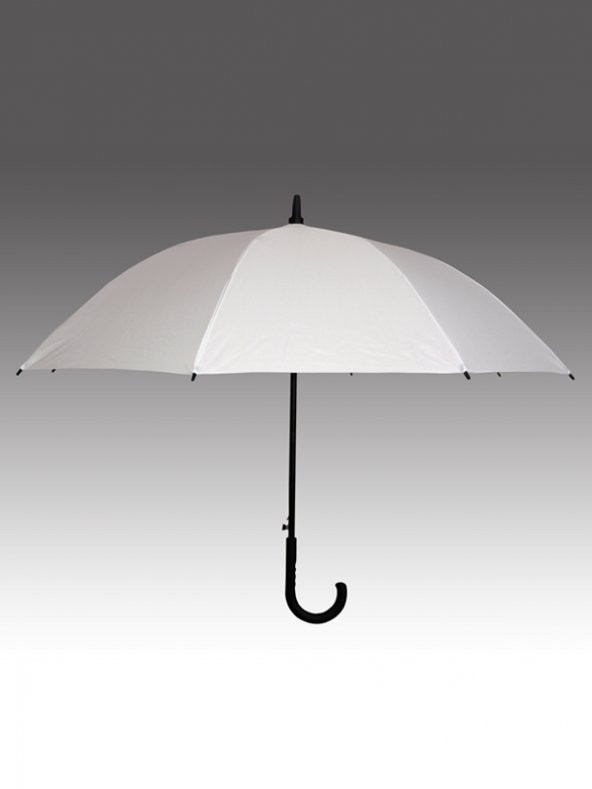 8 Telli Otomatik Fiberglass Baston Beyaz Renkli Yağmur Şemsiyesi