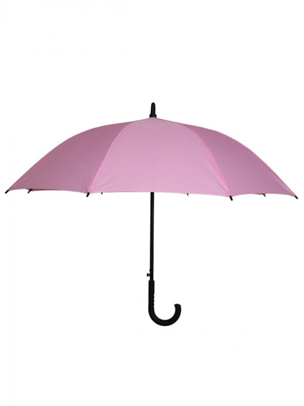 8 Telli Otomatik Fiberglass Baston Pembe Renkli Yağmur Şemsiyesi
