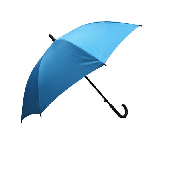 8 Telli Otomatik Fiberglass Baston Mavi Renkli Yağmur Şemsiyesi