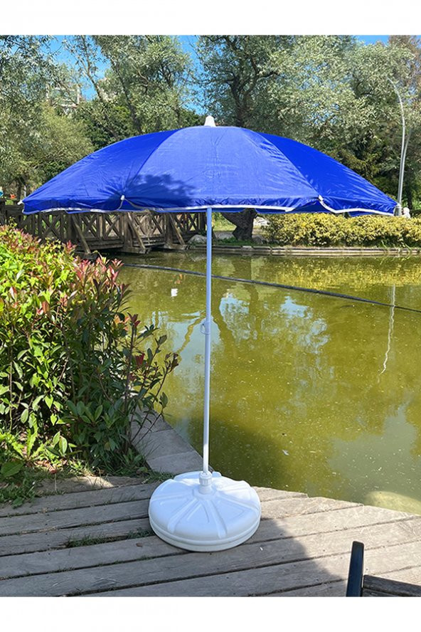 Lacivert Renkli 8 Tel Fiberglass Gövdeli 360C° Dönen Başlıklı Plaj Deniz Bahçe Şemsiyesi 160Cm