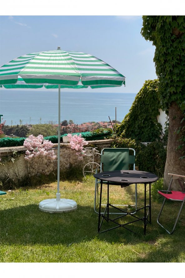 Renkli 8 Tel Fiberglass Gövdeli 360c° Dönen Başlıklı Plaj Balkon Deniz Bahçe Şemsiyesi 160cm