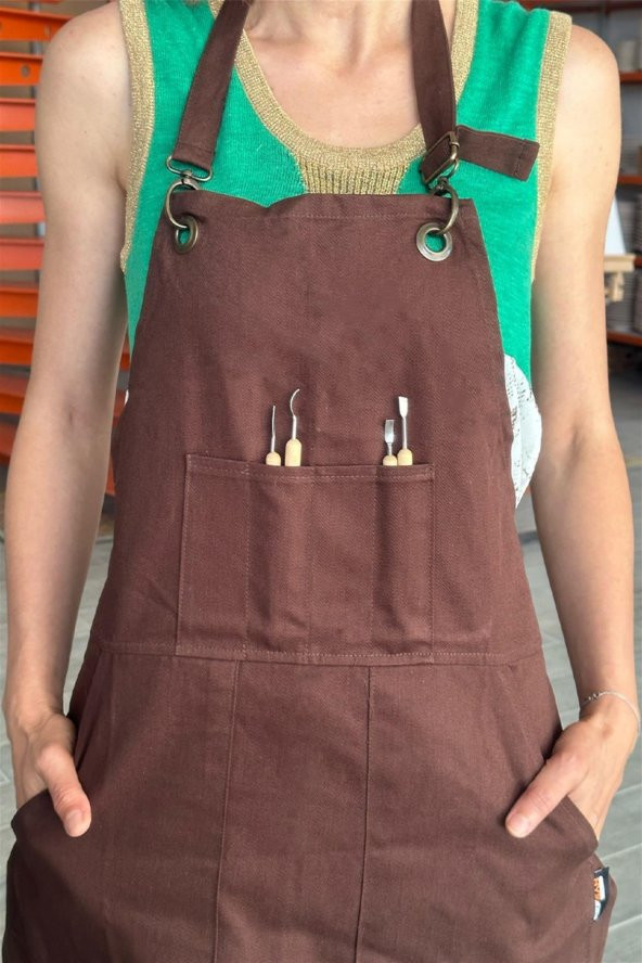 Barren Atölye Önlüğü - Kahverengi - Resim 3