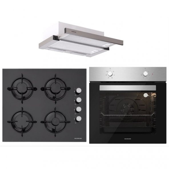 Silverline BO6501X01 - CS5349B01 - 1140 Crystal Line 60 Siyah Ankastre Set