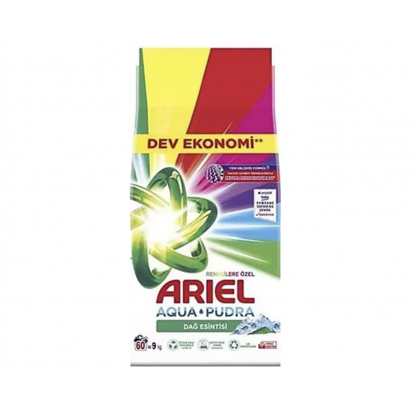 Ariel Aqua Pudra Dağ Esintisi Renklilere Özel 9 kg Toz Deterjan