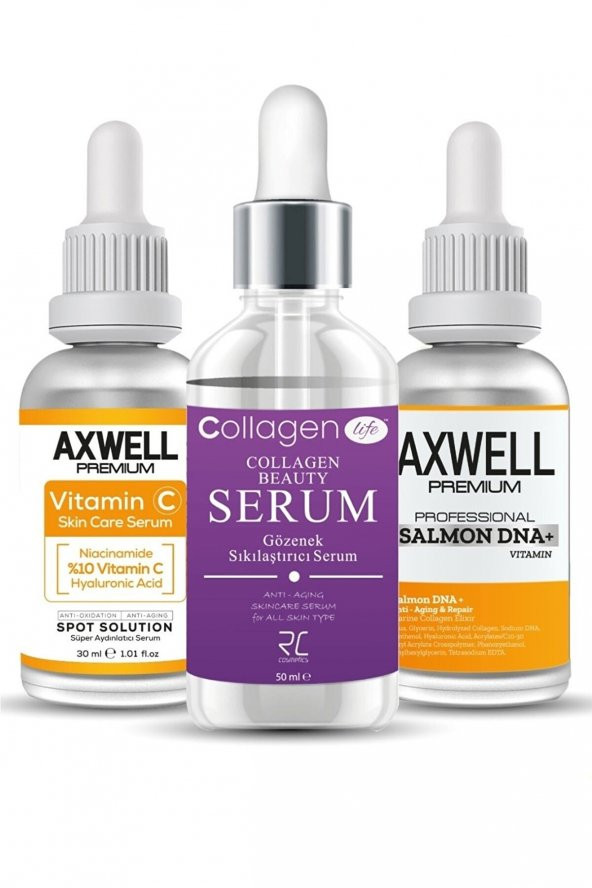 Vitamin C Serum, Kolajen Gözenek Sıkılaştırıcı Serum, Yaşlanma Karşıtı Somon Dna+ Serum 3lü Fırsat