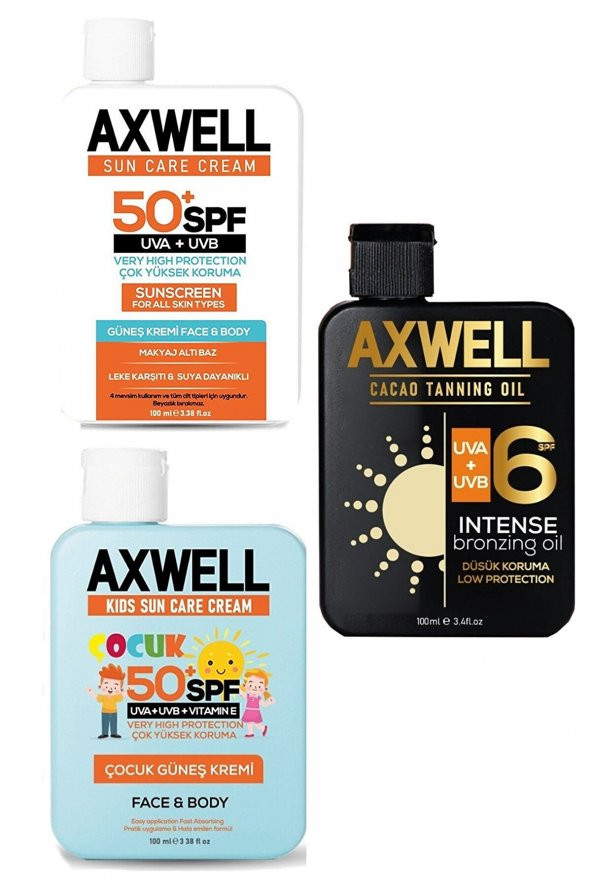 3lü Fırsat Yetişkin Ve Çocuk Güneş Kremi Ve Bronzlaştırıcı Güneş Yağı Seti Spf50+,spf6 Leke Karşıtı
