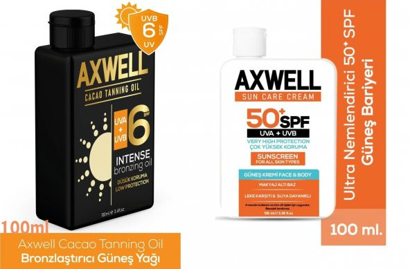 Leke Karşıtı Güneş Kremi Spf50+ 100ml& Cacao Tannig Bronzlaştırıcı Yağ 100ml