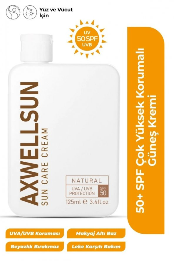 3lü Fırsat Paketi 50 SPF+Yüksek Koruma Güneş Kremi Leke Karşıtı Nemlendirici Makyaj Baz Altı 125ml - 2
