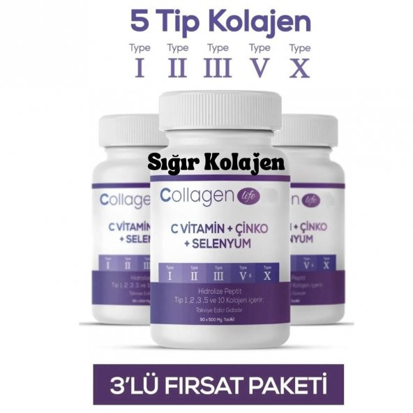 5 Tip Kolajen Tip 1 Tip 2 Tip 3 Tip 5 Tip 10 3 Adet