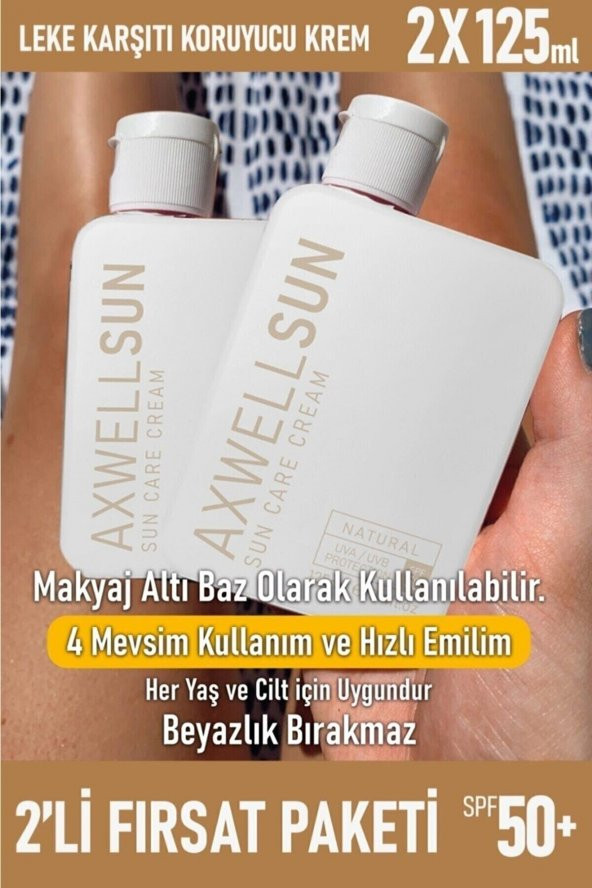 Sun Care Cream Leke Karşıtı Koruyucu Güneş Krem Spf50 + 125 Ml 2 Adet