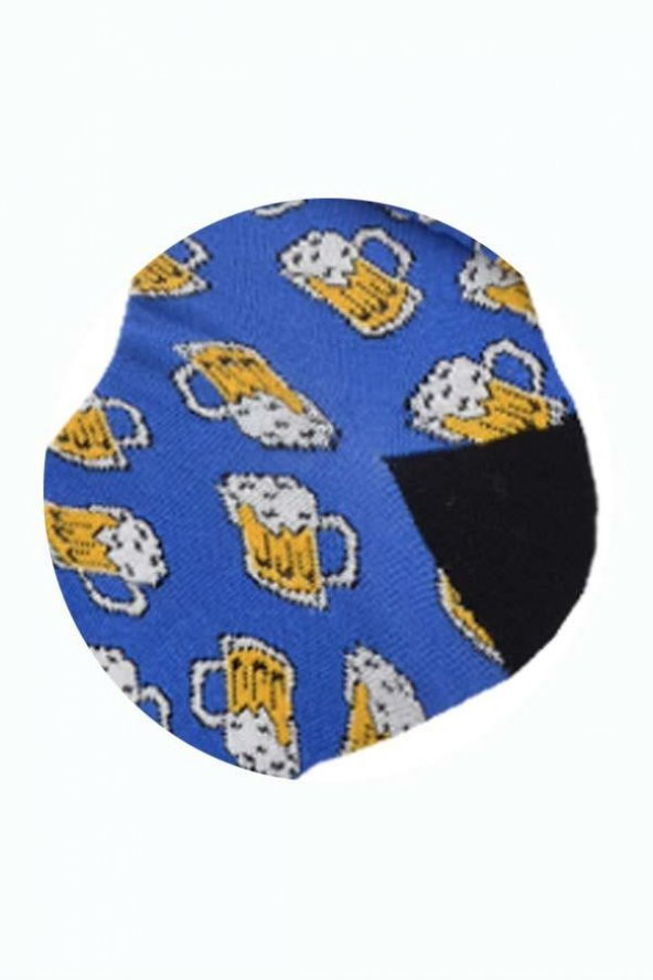 Flora Erkek Bira Kupa Desenli Hareketli Çorap Mavi - 41/44 - 2