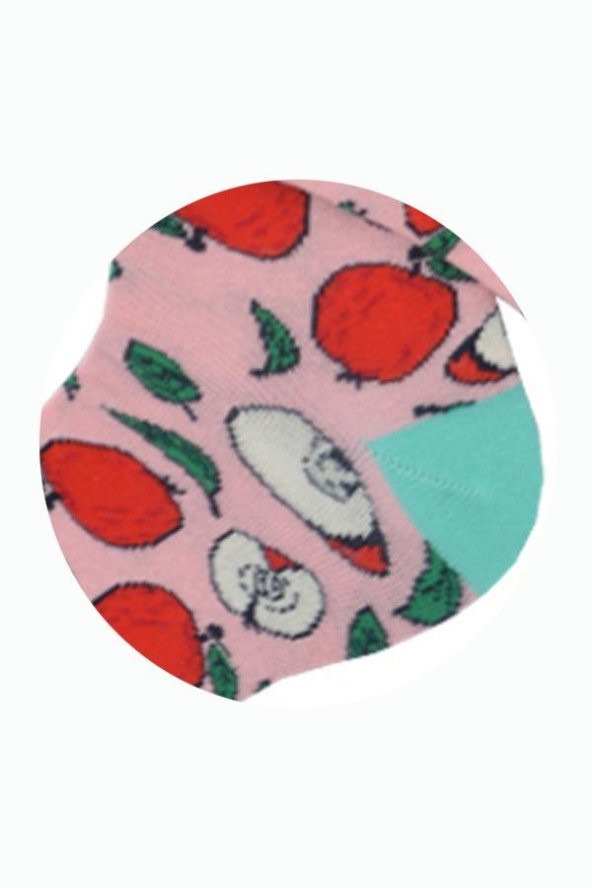 Flora Erkek Elma Desenli Hareketli Çorap Pembe - 41/44 - 2