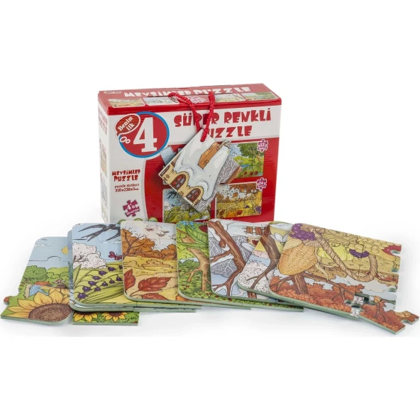 Diytoy Mevsimler 4'ü Bir Kutuda Süper Renkli Puzzle