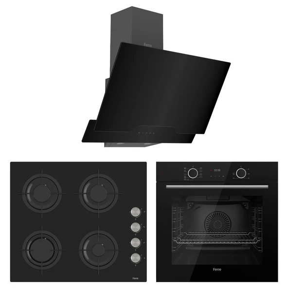 Ferre Fryart Cs Serisi Siyah Cam Ankastre Set d063 + Cs205 + Xe63cs - 4
