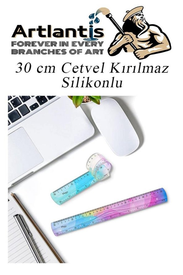 Kırılmaz Cetvel 30 Cm Silikonlu Gökkuşağı 1 Adet Flexible Silikonlu Cetvel Büro Okul Sınıf - 5