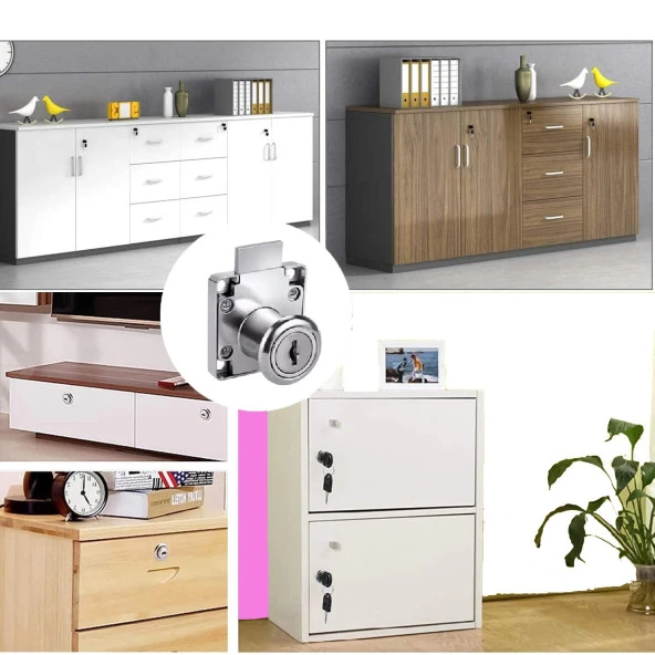 Ugr Kare Mobilya Çekmece Dolap Kilidi Nikel Krom 2 Anahtarlı Kilit 4x4 cm 22 mm - 5