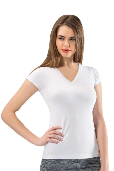 Kadın Kısa Kol V Yaka - Anıt 2840