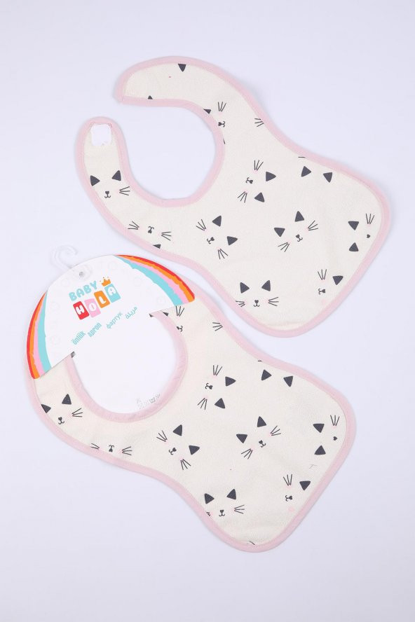 Babyhola Kedicik Desen Sıvı Geçirmez 2li Havlu Mama Önlüğü 11226 - 3