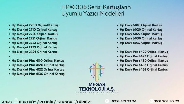 Hp Deskjet Plus 4120 Orjinal Kartuş / Hp 305 Avantaj Paket Siyah ve Renkli Kartuş - 4