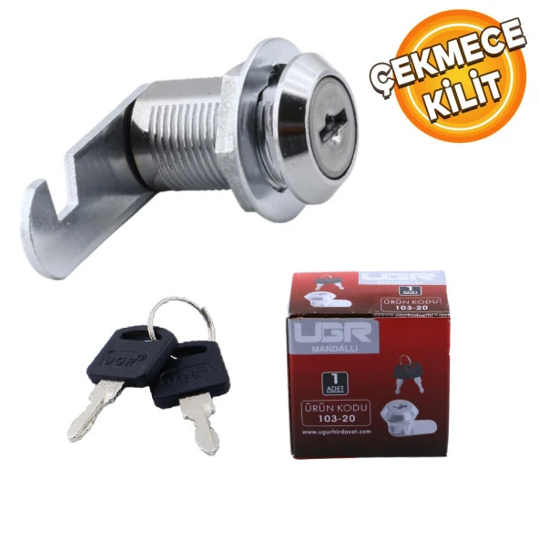 Ugr Mandallı Çekmece Kilidi 2 Anahtarlı Metal Mobilya Dolap Kilidi