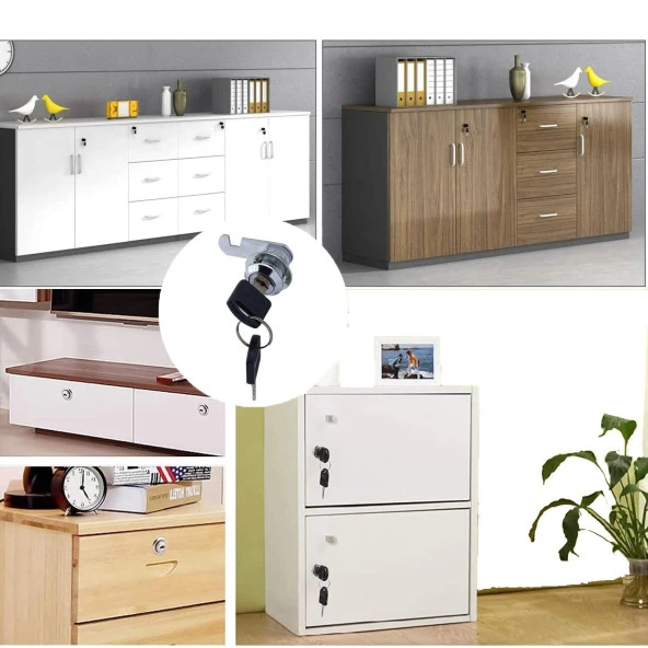 Ugr Mandallı Çekmece Kilidi 2 Anahtarlı Metal Mobilya Dolap Kilidi - 4