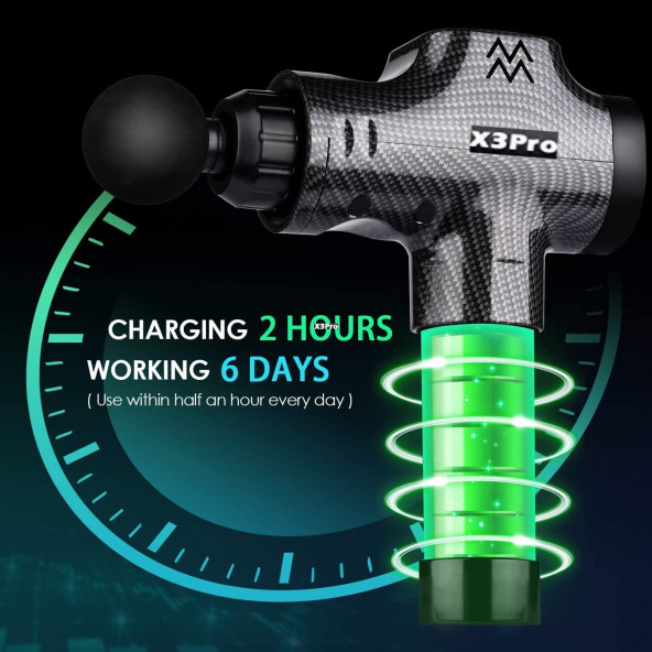 Kraft Hart X3PRO Masaj Tabancası 16V Spor 30 Hız Vurmalı Süper Sessiz Fırçasız Motor Karbon - 2