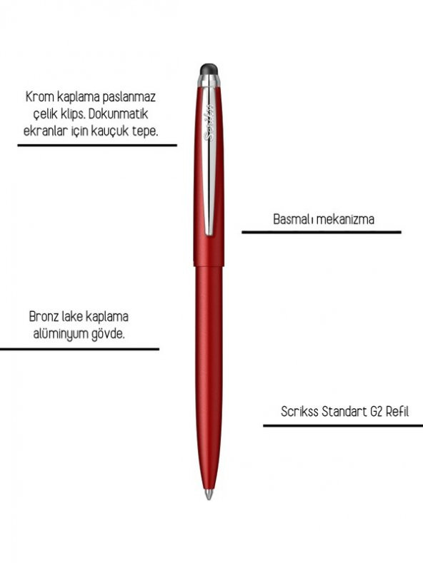 Scrikks F108 Tükenmez Kalem Kırmızı - 2