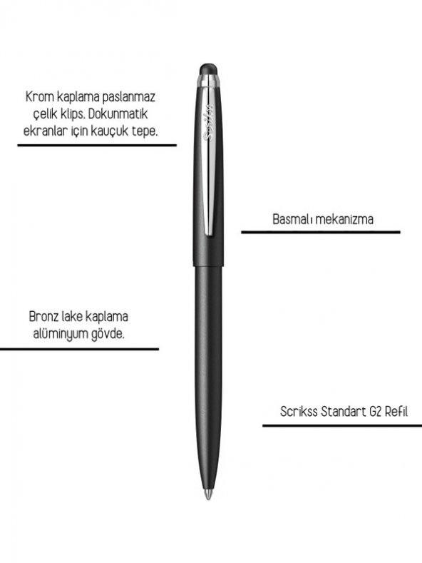 Scrıkss Tükenmez Kalem F108 Siyah Gövde - 2