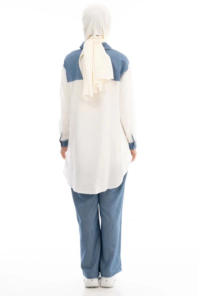 Taş İşlemesi Fay Tencel Tunik - Ekru - 3