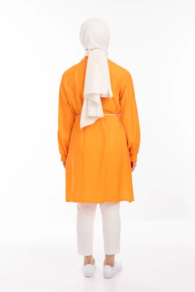 YAKA TAŞ DETAYLI TUNİK - Oranj - 2