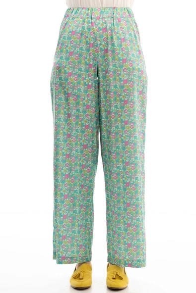 Desenli Saten Pantolon - Desen - 4 - 4
