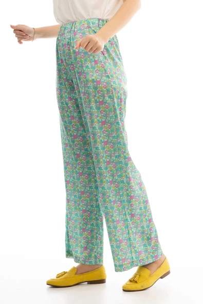 Desenli Saten Pantolon - Desen - 4 - 3