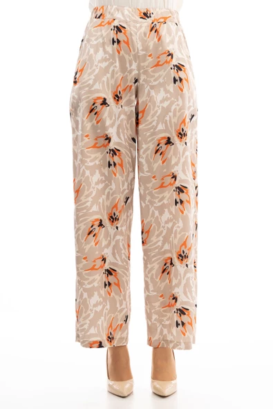 Desenli Saten Pantolon - Desen - 5 - 3