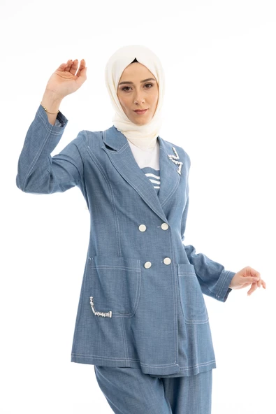 KOT KRUVAZE ÜÇLÜ TAKIM - Buz Mavi - 5