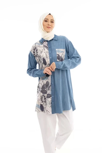 TENCEL KOT TUNİK - Buz Mavi - 5