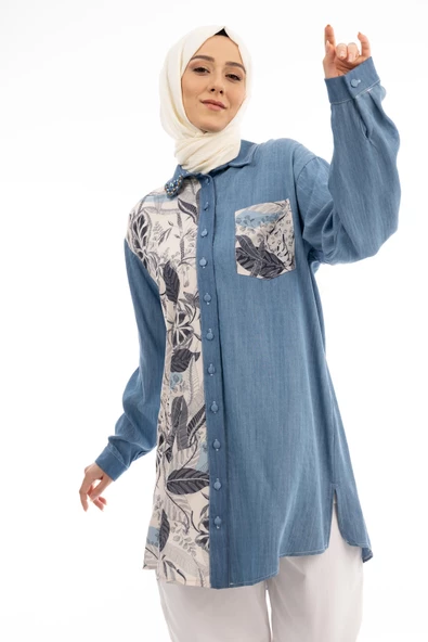 TENCEL KOT TUNİK PLUS SİZE - Buz Mavi - 7