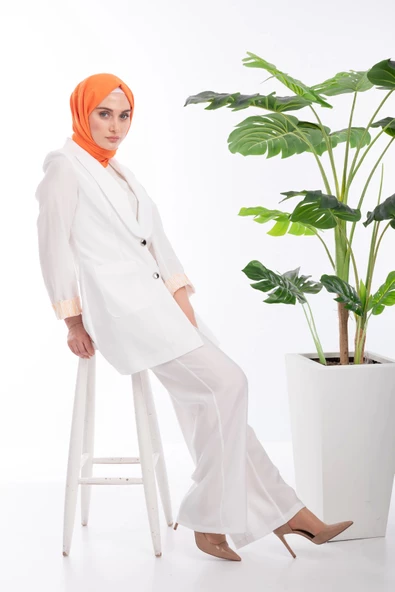 SPOR DİKİŞLİ PANTOLON - Ekru - 6