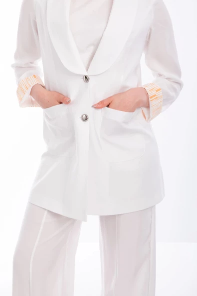 SPOR DİKİŞLİ PANTOLON - Ekru - 5