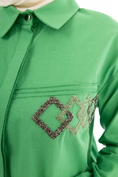 TAŞLI GÖMLEK - Olive - 7